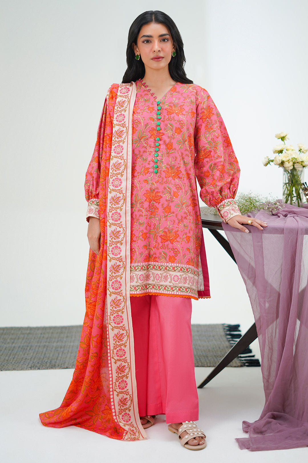 Zellbury | Unstitched 2 Piece Lawn | Shirt Dupatta - 1301 -  Zellbury Women Essential Unstitched - Original Designer Dress - House of Maryam