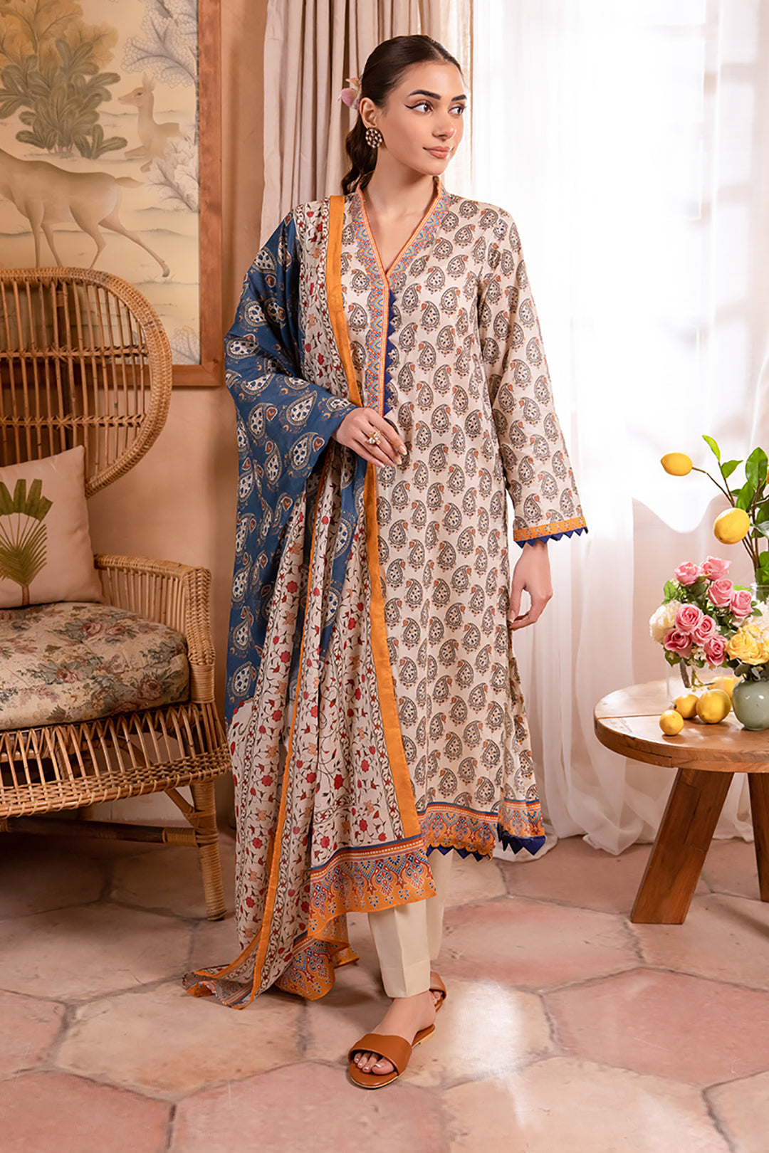 Zellbury | Unstitched 3 Piece Lawn | Shirt Shalwar Dupatta - 1067 -  Zellbury Women Essential Unstitched - Original Designer Dress - House of Maryam