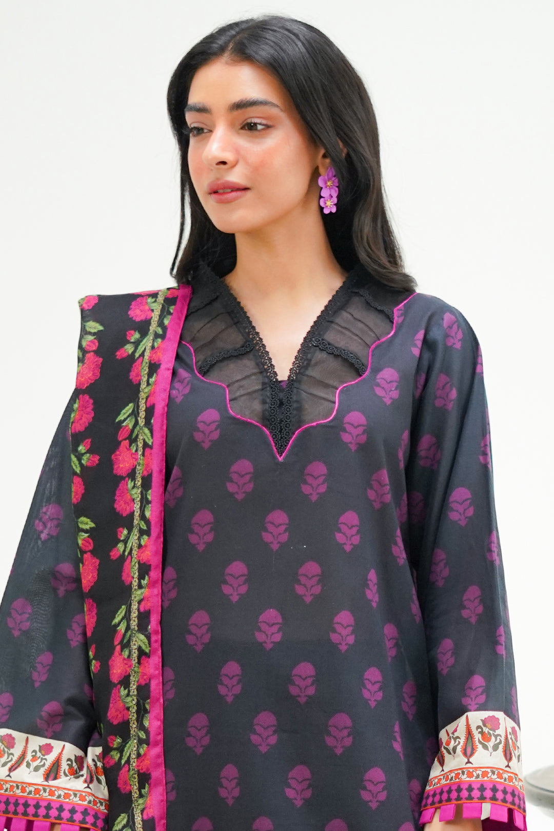 Zellbury | Unstitched 3 Piece Lawn | Shirt Shalwar Dupatta - 1324 -  Zellbury Women Essential Unstitched - Original Designer Dress - House of Maryam