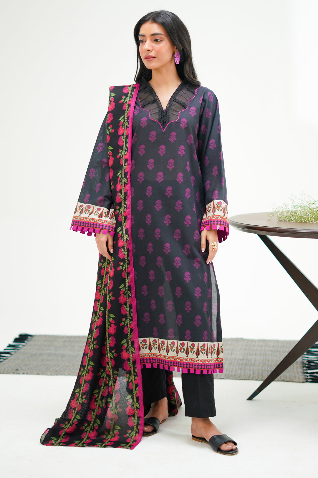 Zellbury | Unstitched 3 Piece Lawn | Shirt Shalwar Dupatta - 1324 -  Zellbury Women Essential Unstitched - Original Designer Dress - House of Maryam
