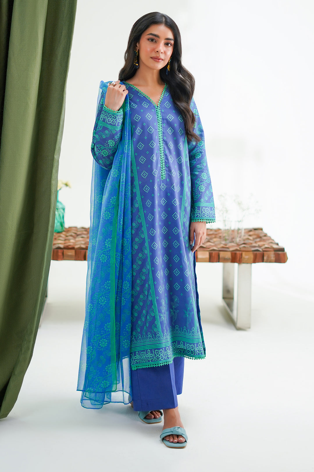 Zellbury | Unstitched 3 Piece Lawn | Shirt Shalwar Dupatta - 1417