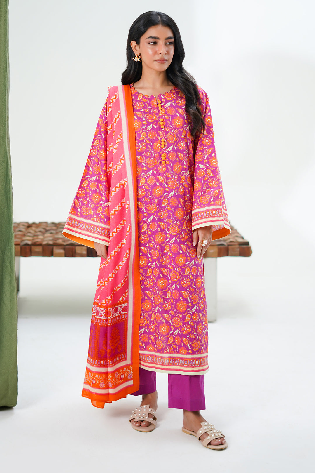 Zellbury | Unstitched 3 Piece Lawn | Shirt Shalwar Dupatta - 1421 -  Zellbury Women Essential Unstitched - Original Designer Dress - House of Maryam