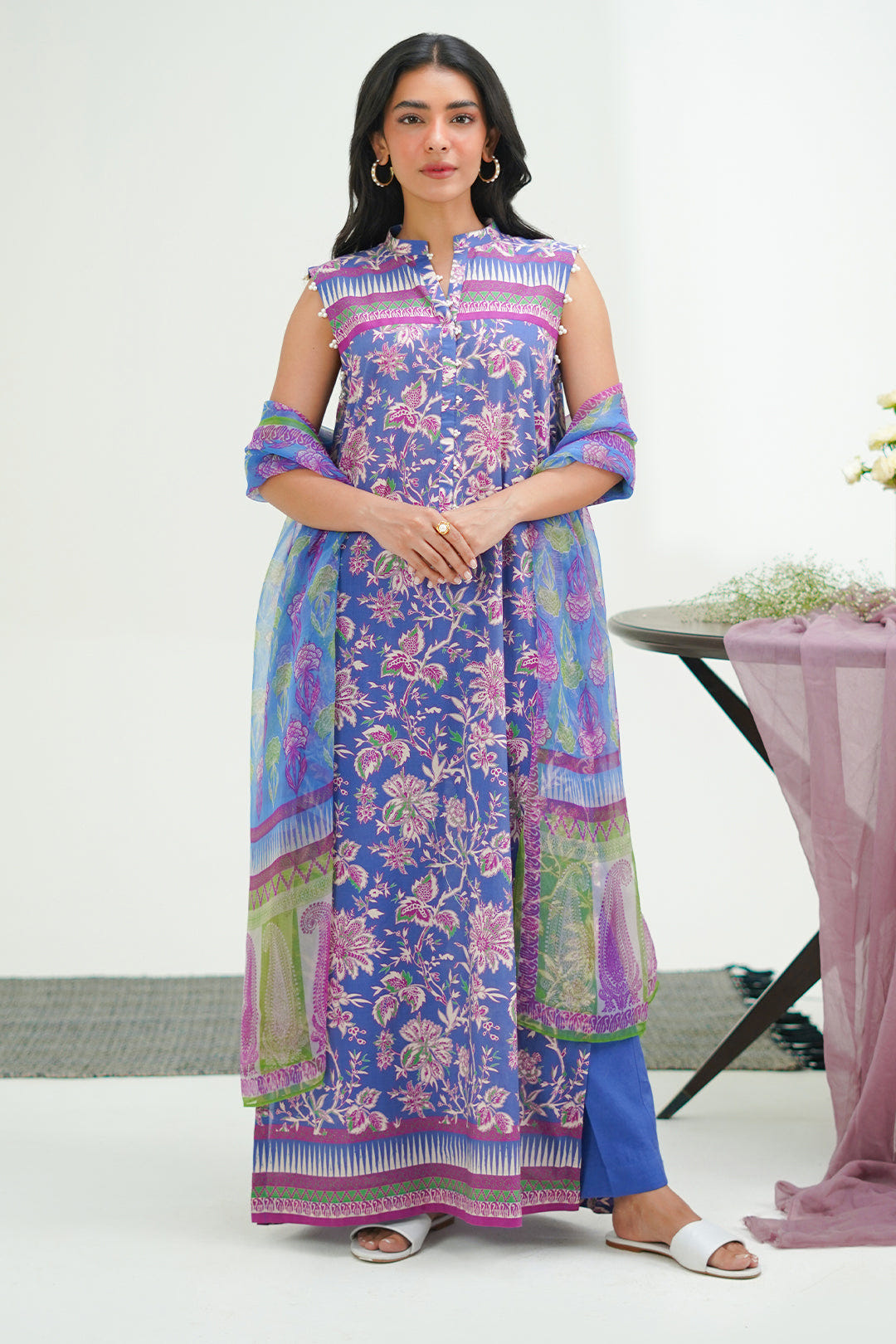 Zellbury | Unstitched 3 Piece Lawn | Shirt Shalwar Dupatta - 1501 -  Zellbury Women Essential Unstitched - Original Designer Dress - House of Maryam