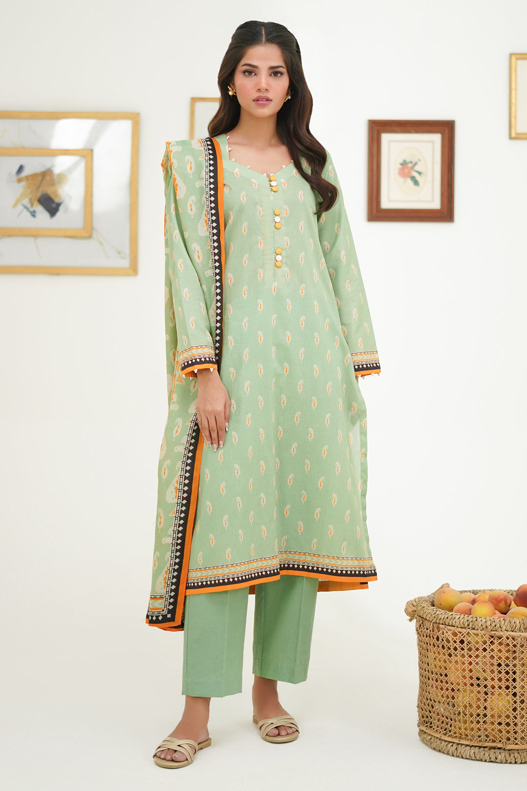 Zellbury | Unstitched 3 Piece Lawn | Shirt Shalwar Dupatta - 1572