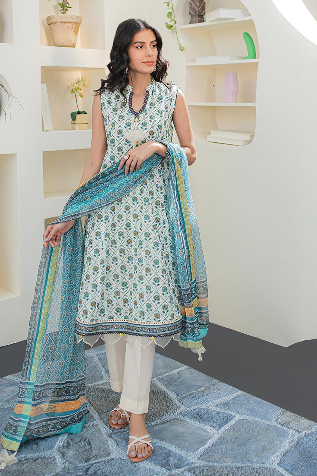 Zellbury | Unstitched 3 Piece Lawn | Shirt Shalwar Dupatta - 1663 -  Zellbury Women Essential Unstitched - Original Designer Dress - House of Maryam