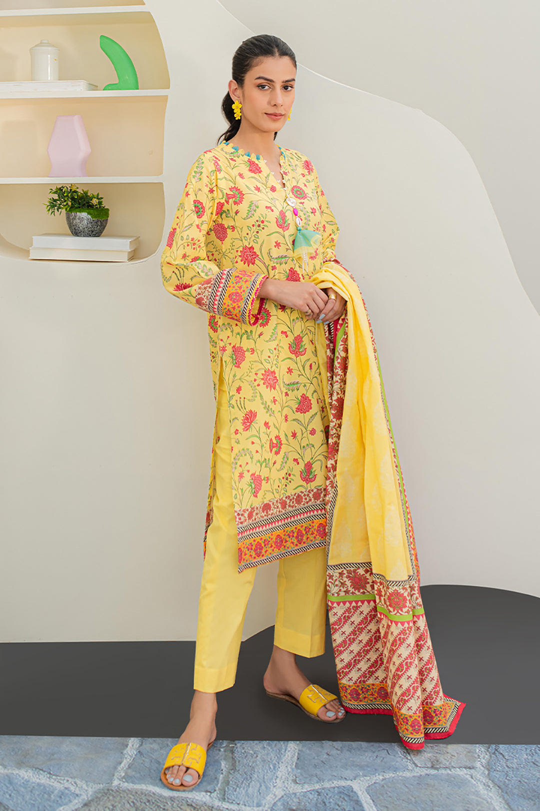 Zellbury | Unstitched 3 Piece Lawn | Shirt Shalwar Dupatta - 1675 -  Zellbury Women Essential Unstitched - Original Designer Dress - House of Maryam