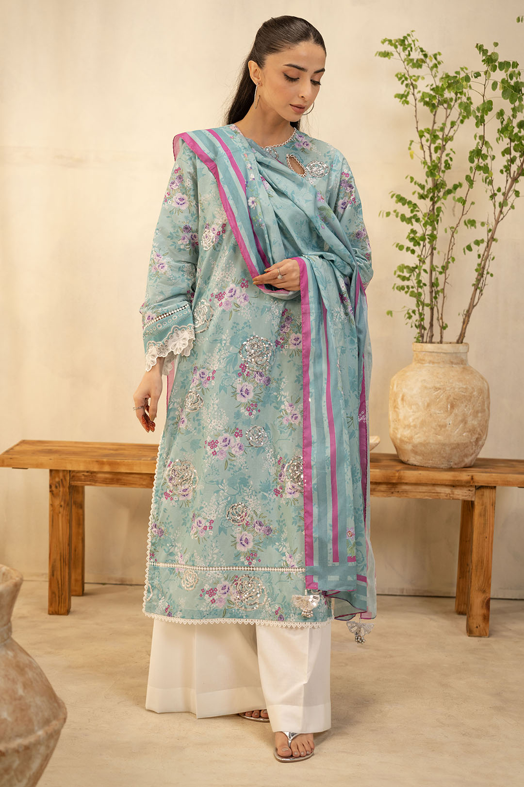 Zellbury | Unstitched 2 Piece Lawn | Embroidered Shirt Dupatta - 0021 -  Zellbury Women Essential Unstitched - Original Designer Dress - House of Maryam