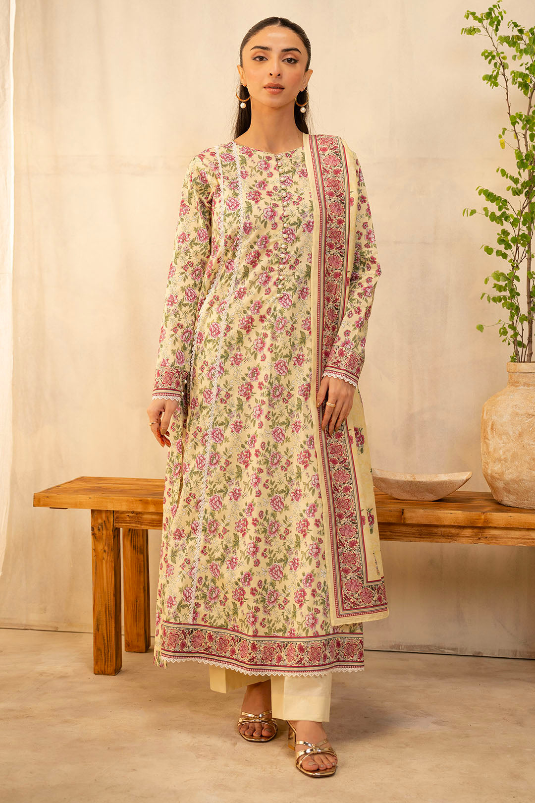 Zellbury | Unstitched 2 Piece Lawn | Shirt Dupatta - 0009 -  Zellbury Women Essential Unstitched - Original Designer Dress - House of Maryam