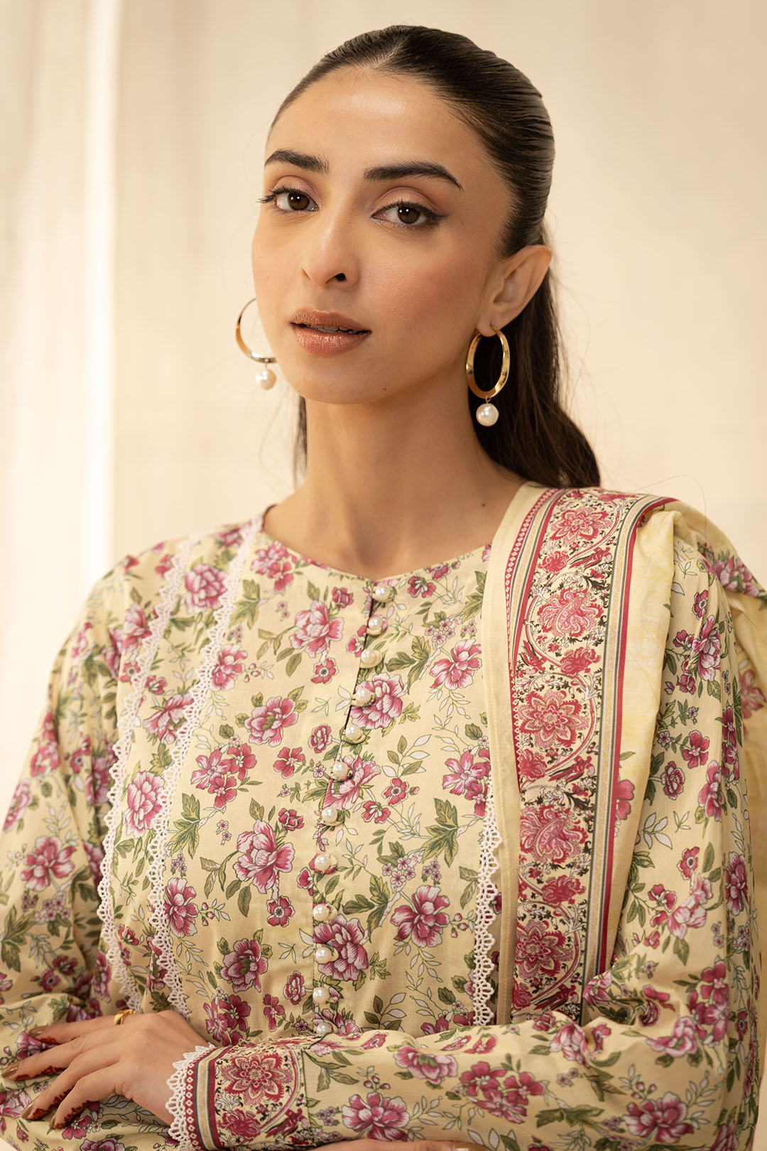 Zellbury | Unstitched 2 Piece Lawn | Shirt Dupatta - 0009 -  Zellbury Women Essential Unstitched - Original Designer Dress - House of Maryam