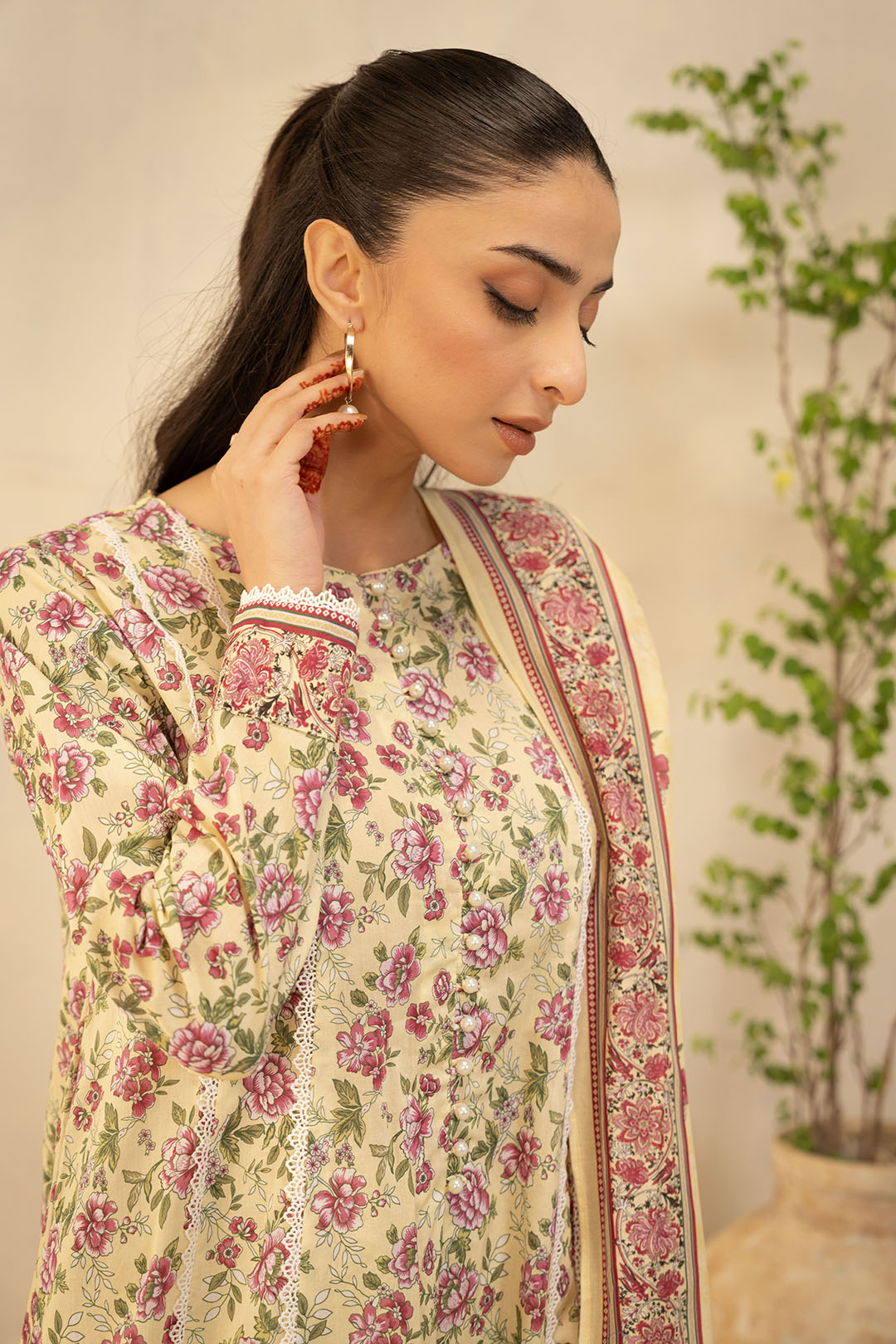 Zellbury | Unstitched 2 Piece Lawn | Shirt Dupatta - 0009 -  Zellbury Women Essential Unstitched - Original Designer Dress - House of Maryam