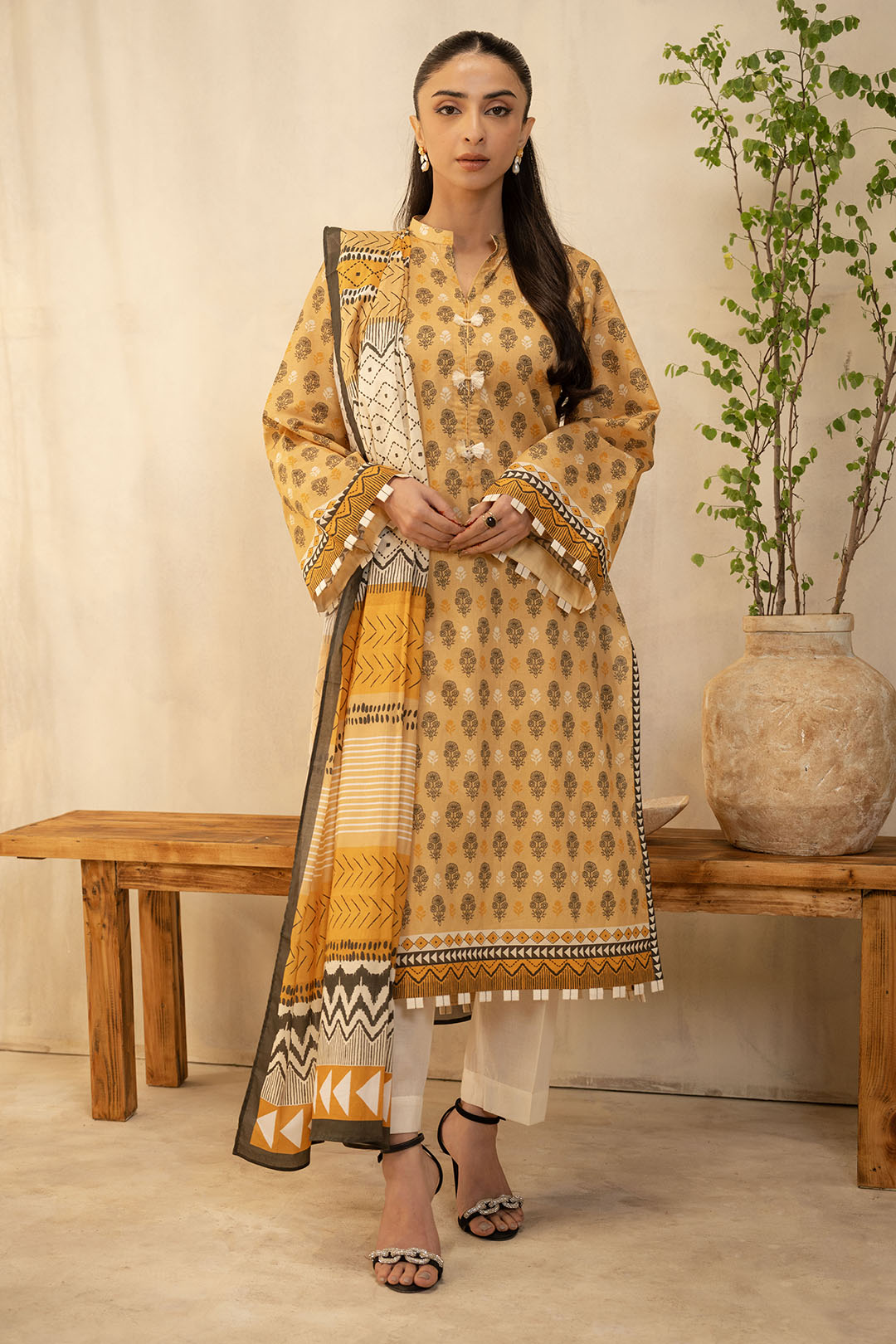 Zellbury | Unstitched 2 Piece Lawn | Shirt Dupatta - 0010 -  Zellbury Women Essential Unstitched - Original Designer Dress - House of Maryam