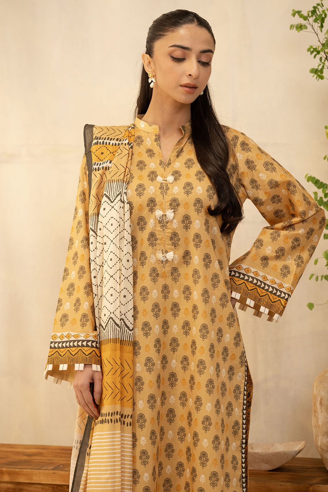 Zellbury | Unstitched 2 Piece Lawn | Shirt Dupatta - 0010 -  Zellbury Women Essential Unstitched - Original Designer Dress - House of Maryam