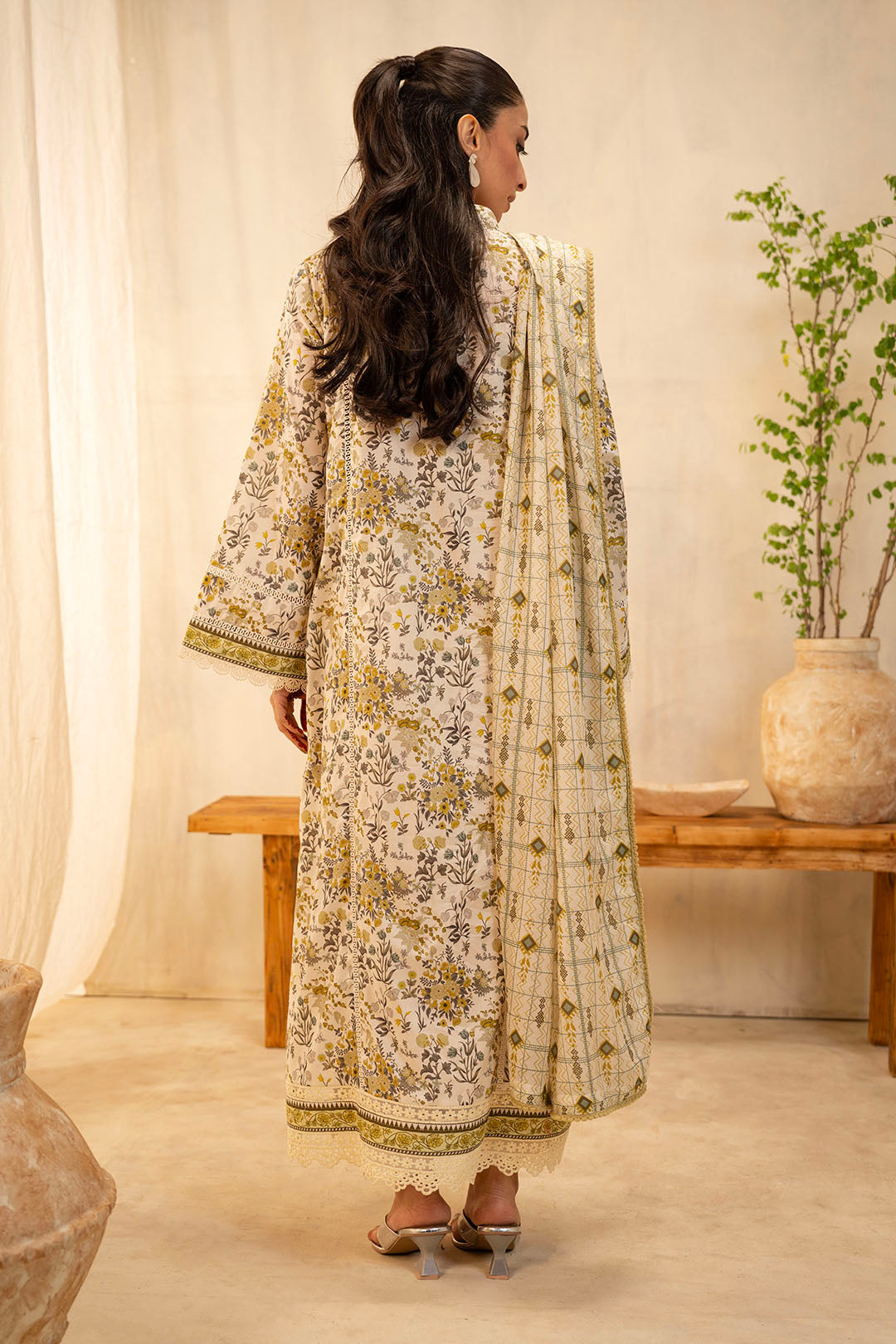 Zellbury | Unstitched 2 Piece Lawn | Shirt Dupatta - 0085 -  Zellbury Women Essential Unstitched - Original Designer Dress - House of Maryam