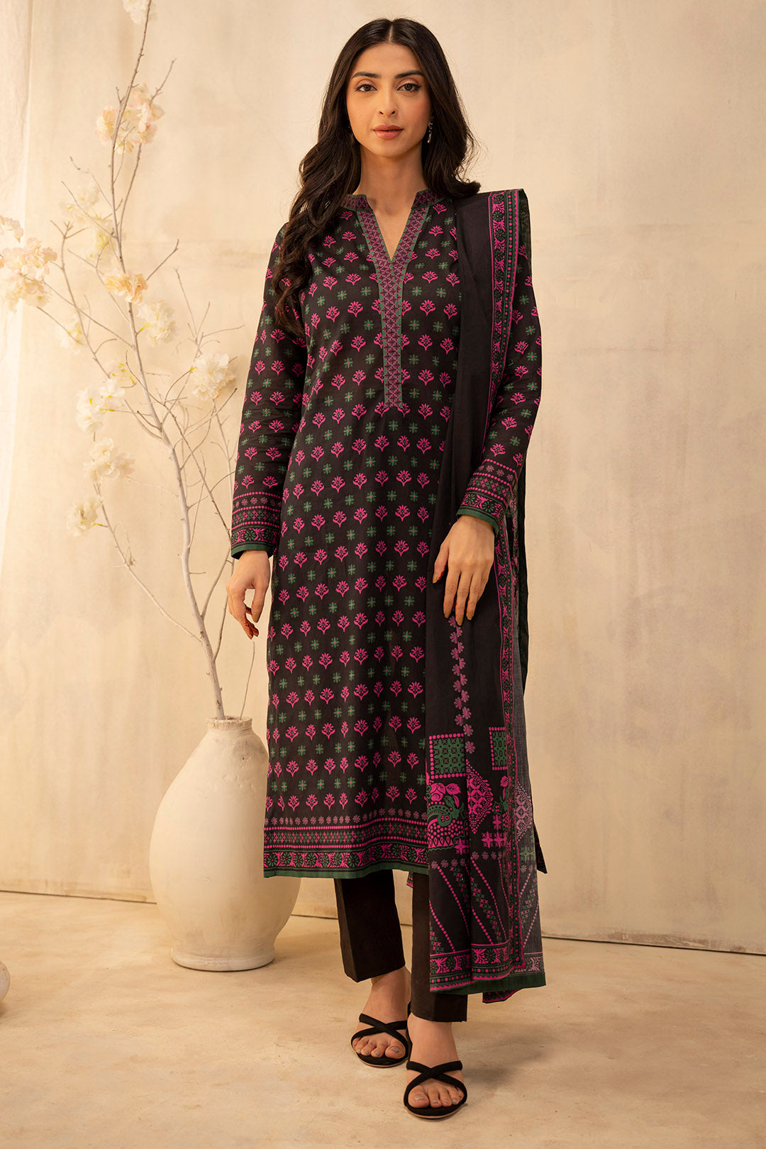 Zellbury | Unstitched 2 Piece Lawn | Shirt Dupatta - 0088 -  Zellbury Women Essential Unstitched - Original Designer Dress - House of Maryam