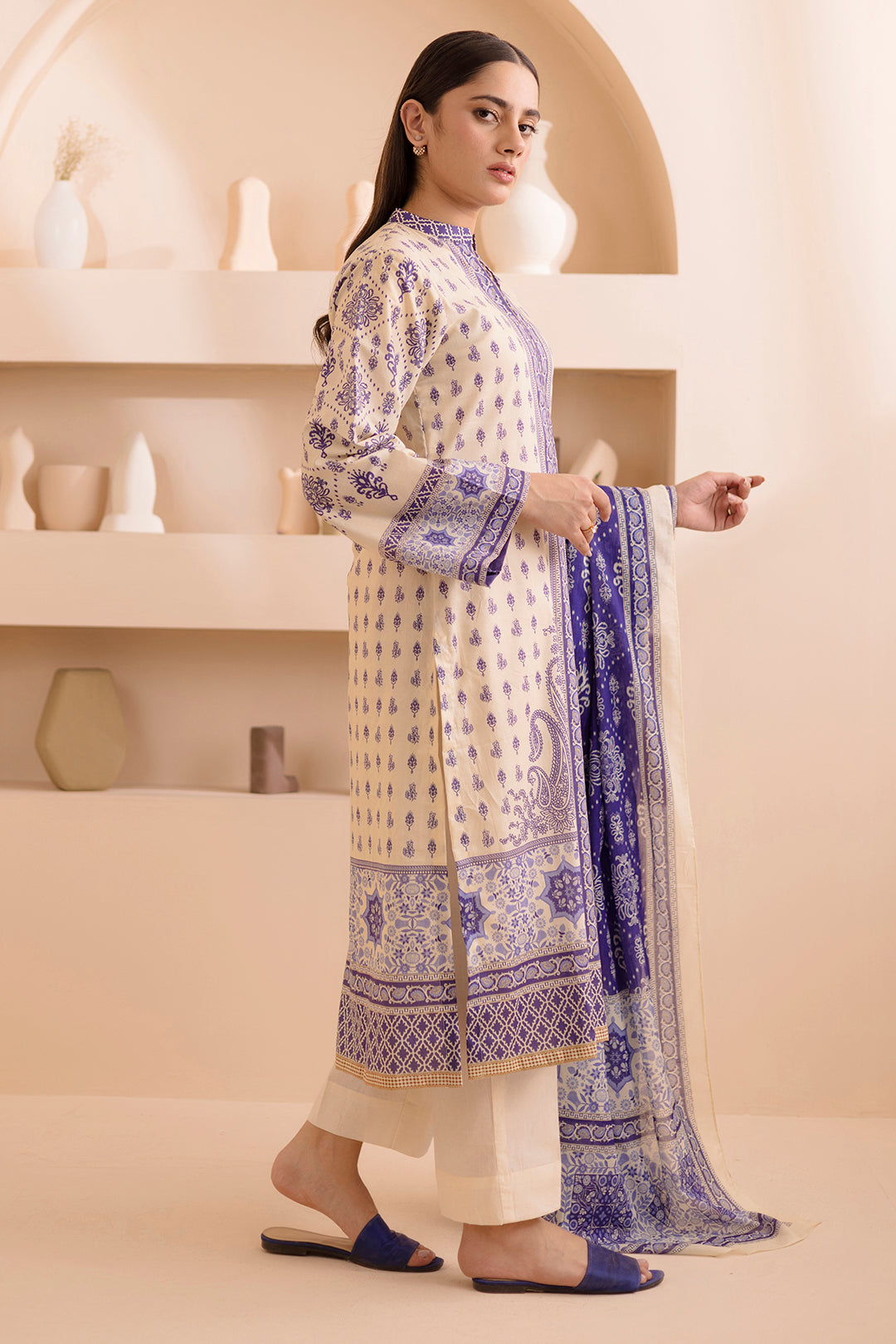 Zellbury | Unstitched 2 Piece Lawn | Shirt Dupatta - 0158 -  Zellbury Women Essential Unstitched - Original Designer Dress - House of Maryam