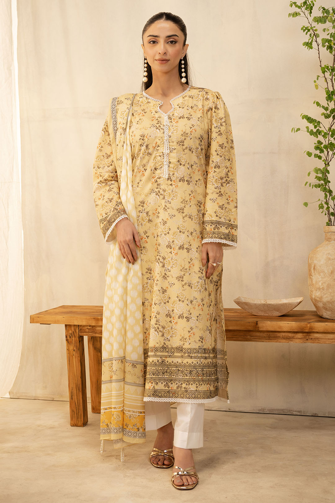 Zellbury | Unstitched 2 Piece Lawn | Shirt Dupatta - 0225 -  Zellbury Women Essential Unstitched - Original Designer Dress - House of Maryam