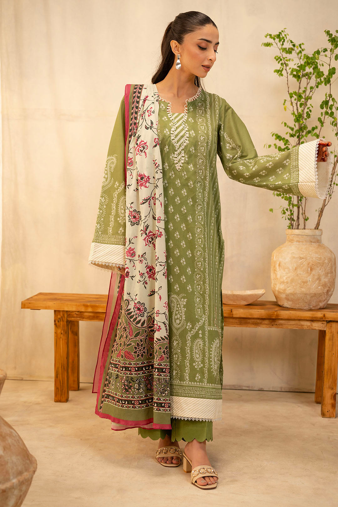 Zellbury | Unstitched 3 Piece Lawn | Shirt Shalwar Dupatta - 0134 -  Zellbury Women Essential Unstitched - Original Designer Dress - House of Maryam