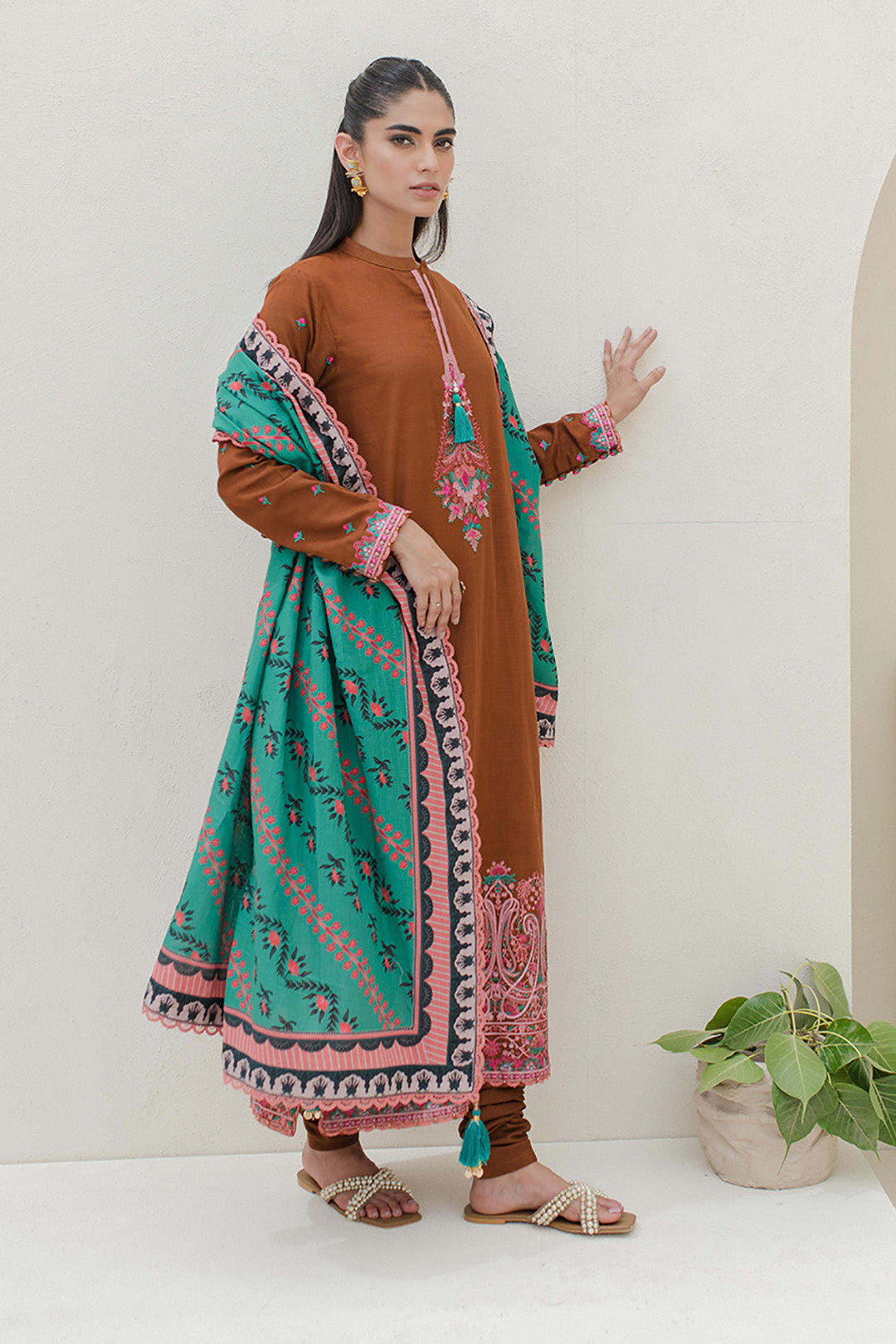 Zellbury | Unstitched 3 Piece Khaddar | Embroidered Shirt Shalwar Dupatta - 0705 -  Zellbury Women Signature Unstitched - Original Designer Dress - House of Maryam
