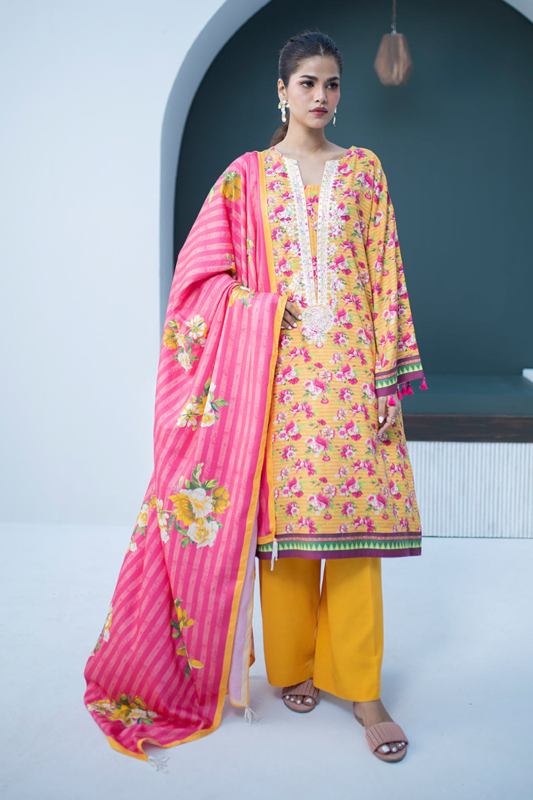 Zellbury | Unstitched 3 Piece Viscose | Embroidered Shirt Shalwar Dupatta - 0837 -  Zellbury Women Essential Unstitched - Original Designer Dress - House of Maryam