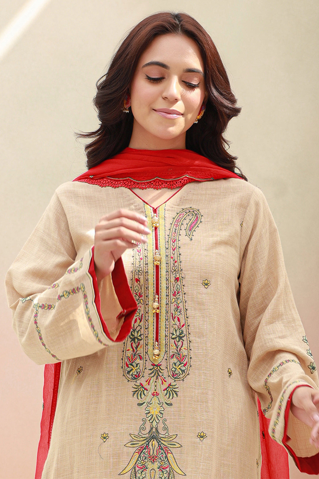 Zellbury | Unstitched 3 Piece Khaddar | Embroidered Shirt Shalwar Dupatta - 0847 -  Zellbury Women Signature Unstitched - Original Designer Dress - House of Maryam