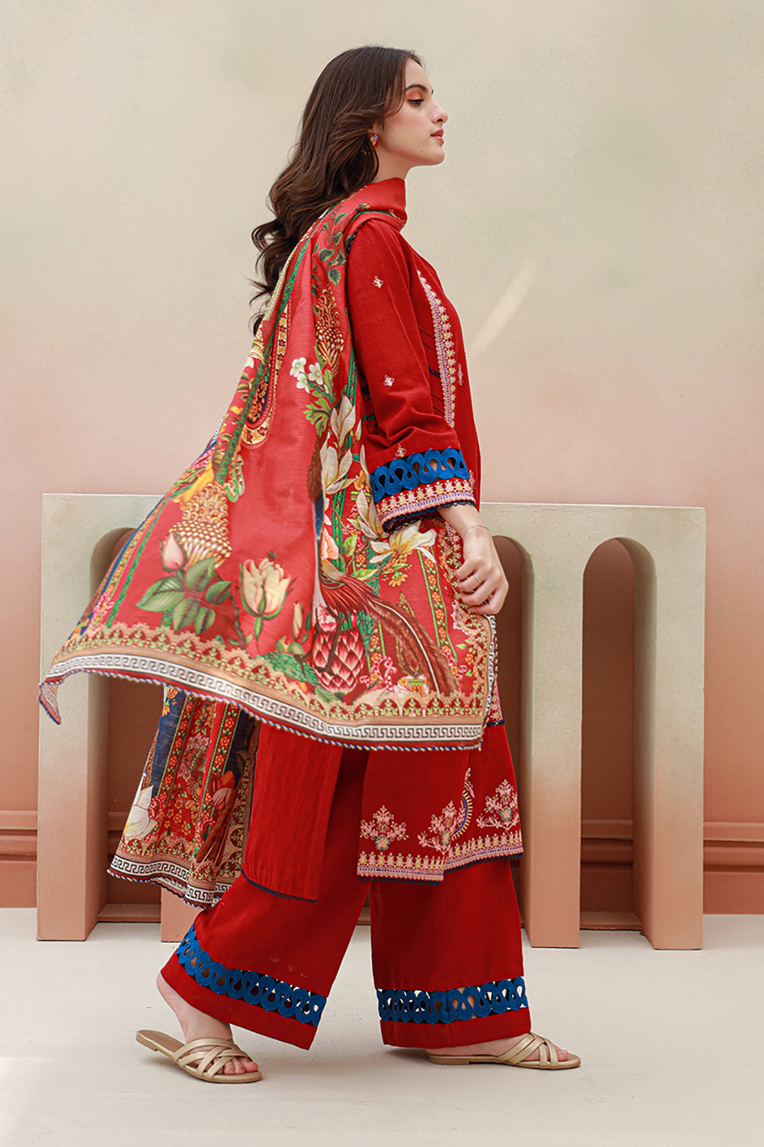 Zellbury | Unstitched 3 Piece Khaddar | Embroidered Shirt Shalwar Dupatta - 0848