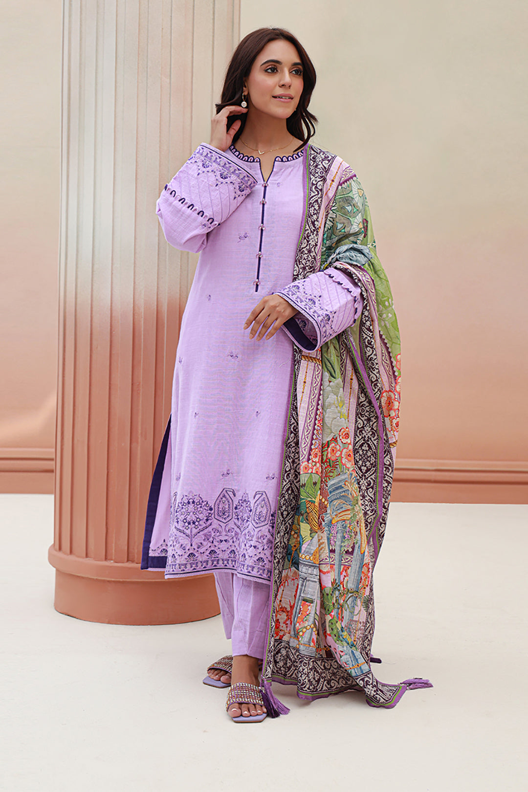 Zellbury | Unstitched 3 Piece Khaddar | Embroidered Shirt Shalwar Dupatta - 0854 -  Zellbury Women Signature Unstitched - Original Designer Dress - House of Maryam