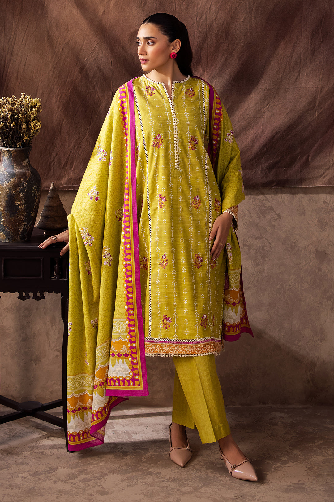 Zellbury | Unstitched 2 Piece Khaddar | Embroidered Shirt Dupatta - 0174