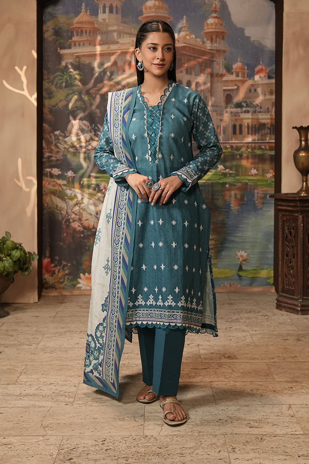 Zellbury | Unstitched 2 Piece Khaddar | Embroidered Shirt Dupatta - 0350 -  Zellbury Women Essential Unstitched - Original Designer Dress - House of Maryam