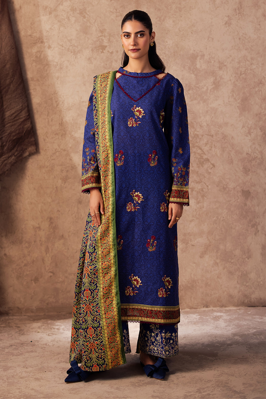 Zellbury | Unstitched 3 Piece Khaddar | Embroidered Shirt Shalwar Dupatta - 0221 -  Zellbury Women Essential Unstitched - Original Designer Dress - House of Maryam