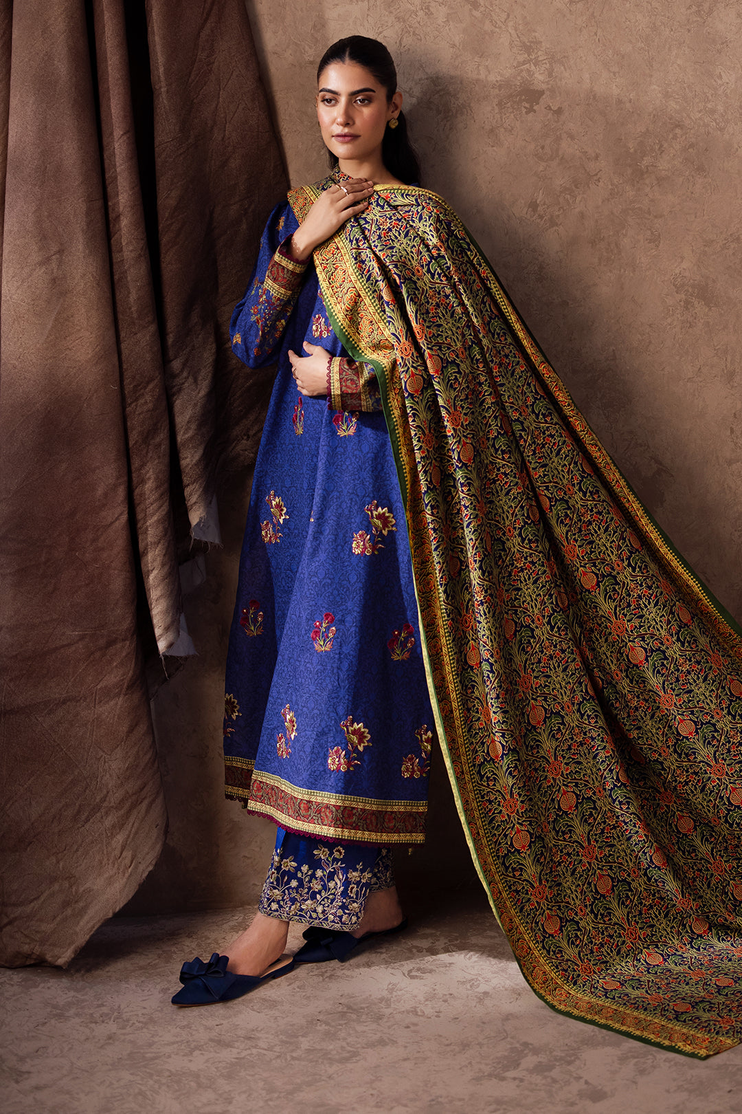 Zellbury | Unstitched 3 Piece Khaddar | Embroidered Shirt Shalwar Dupatta - 0221 -  Zellbury Women Essential Unstitched - Original Designer Dress - House of Maryam