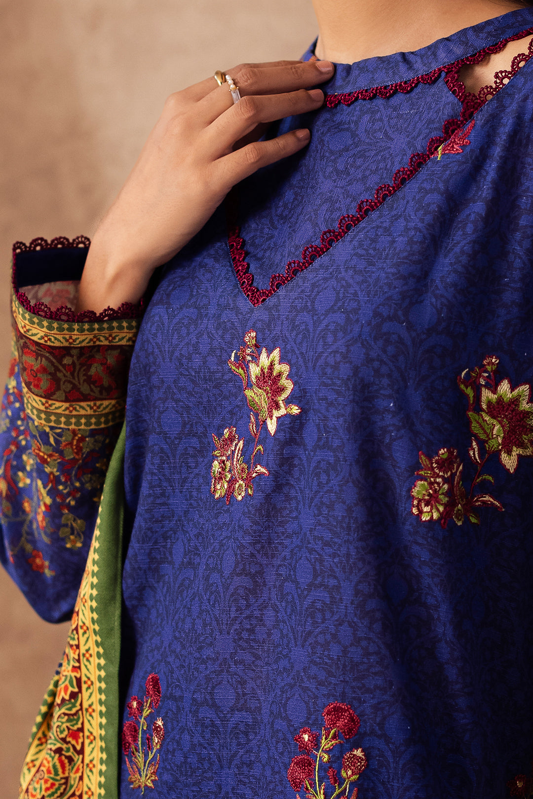 Zellbury | Unstitched 3 Piece Khaddar | Embroidered Shirt Shalwar Dupatta - 0221 -  Zellbury Women Essential Unstitched - Original Designer Dress - House of Maryam
