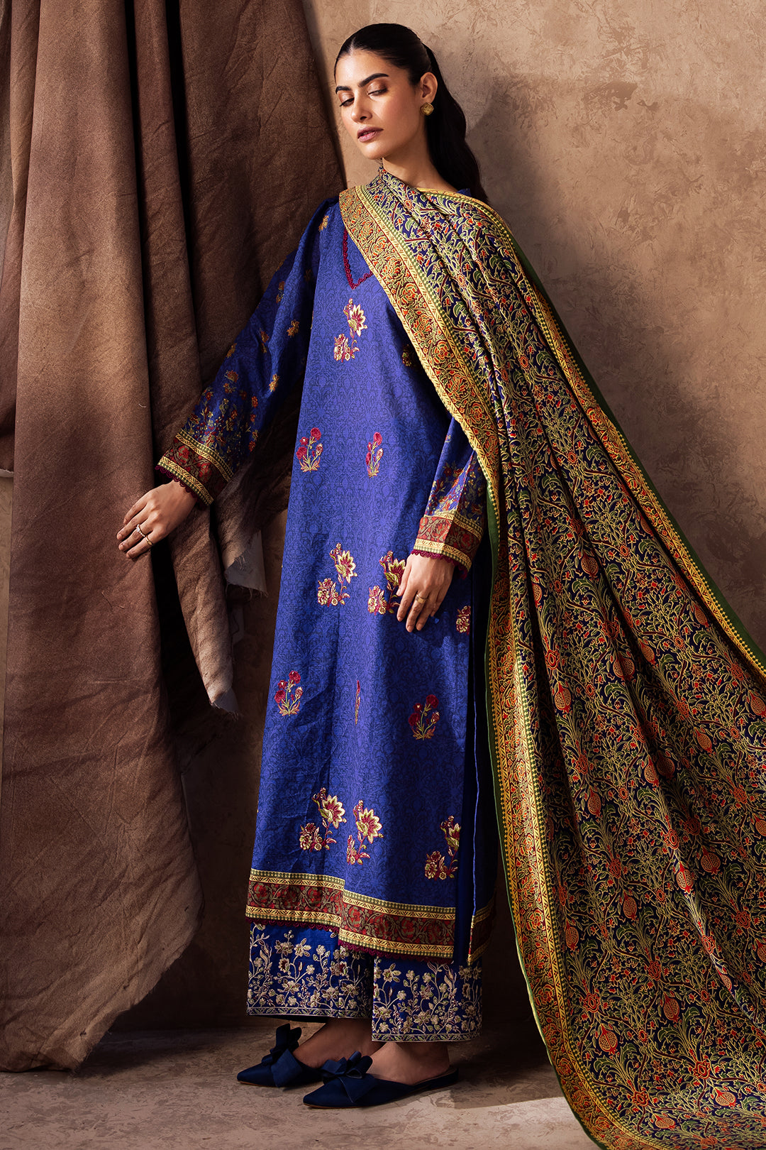 Zellbury | Unstitched 3 Piece Khaddar | Embroidered Shirt Shalwar Dupatta - 0221 -  Zellbury Women Essential Unstitched - Original Designer Dress - House of Maryam