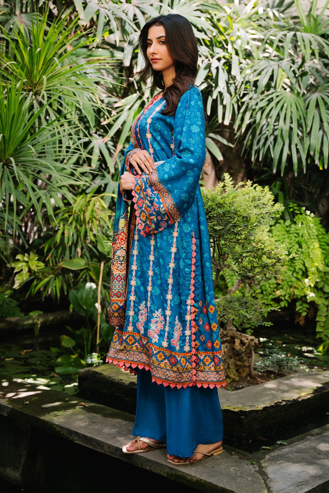 Zellbury | Unstitched 3 Piece Viscose | Embroidered Shirt Shalwar Dupatta - 0223