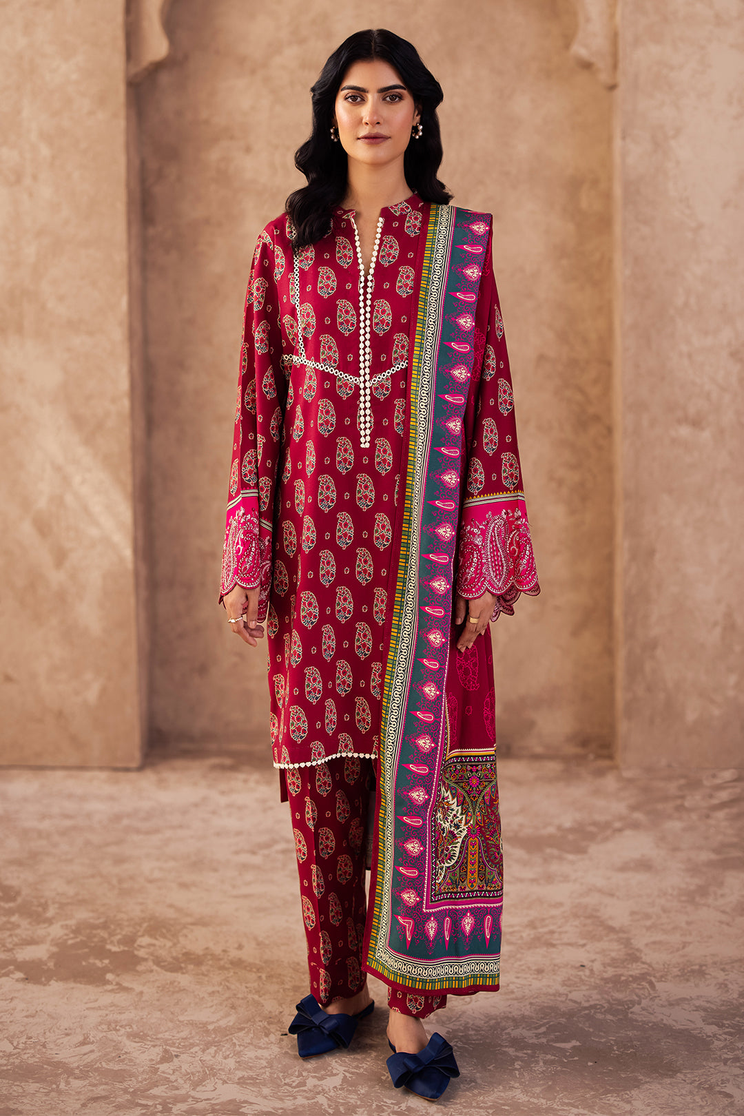 Zellbury | Unstitched 3 Piece Viscose | Embroidered Shirt Shalwar Dupatta - 0228 -  Zellbury Women Essential Unstitched - Original Designer Dress - House of Maryam