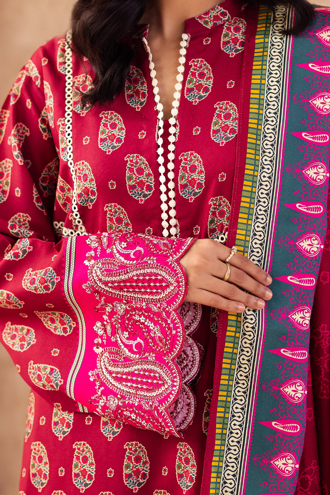 Zellbury | Unstitched 3 Piece Viscose | Embroidered Shirt Shalwar Dupatta - 0228 -  Zellbury Women Essential Unstitched - Original Designer Dress - House of Maryam