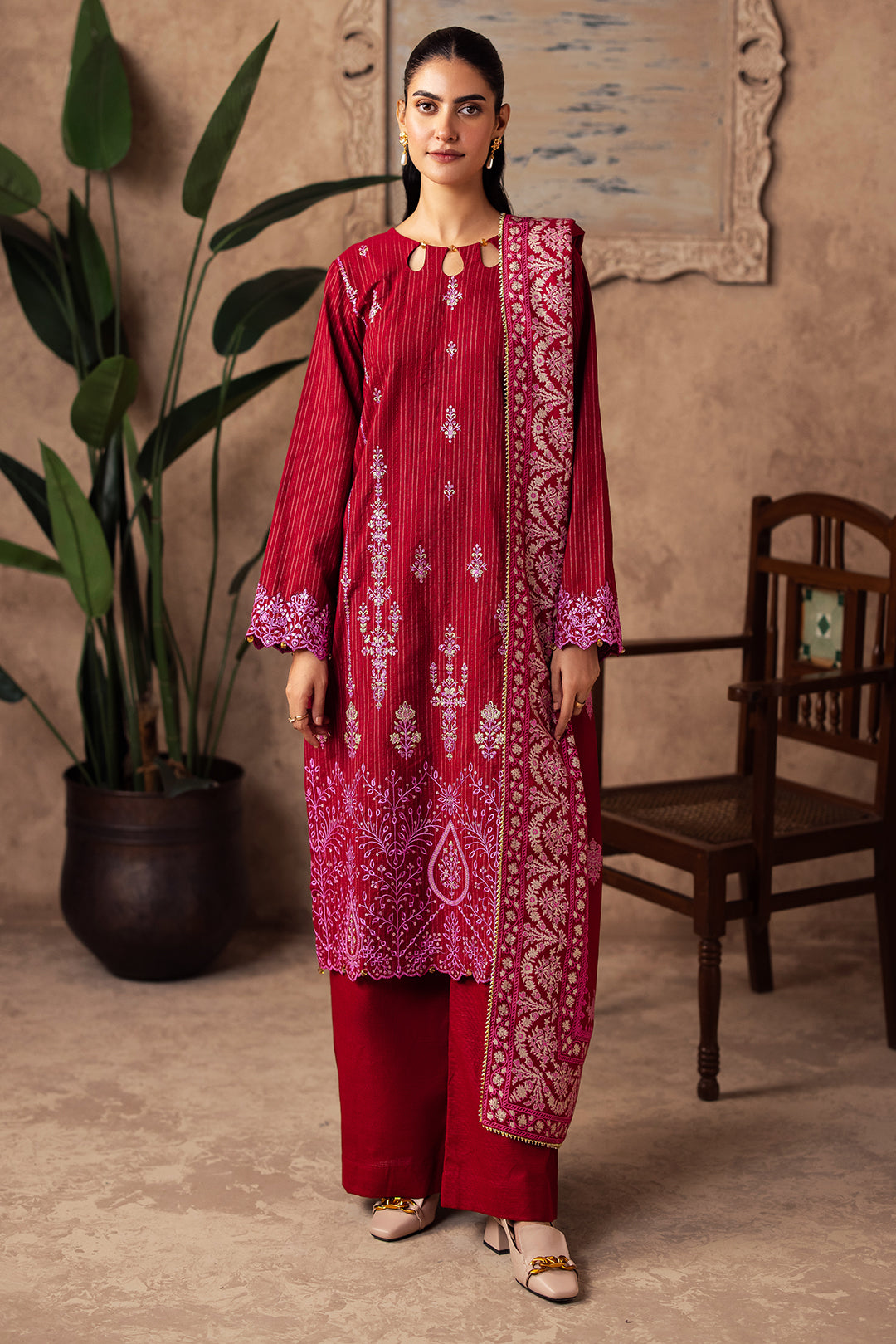 Zellbury | Unstitched 3 Piece Khaddar | Embroidered Shirt Shalwar Shawl - 0231 -  Zellbury Women Essential Unstitched - Original Designer Dress - House of Maryam