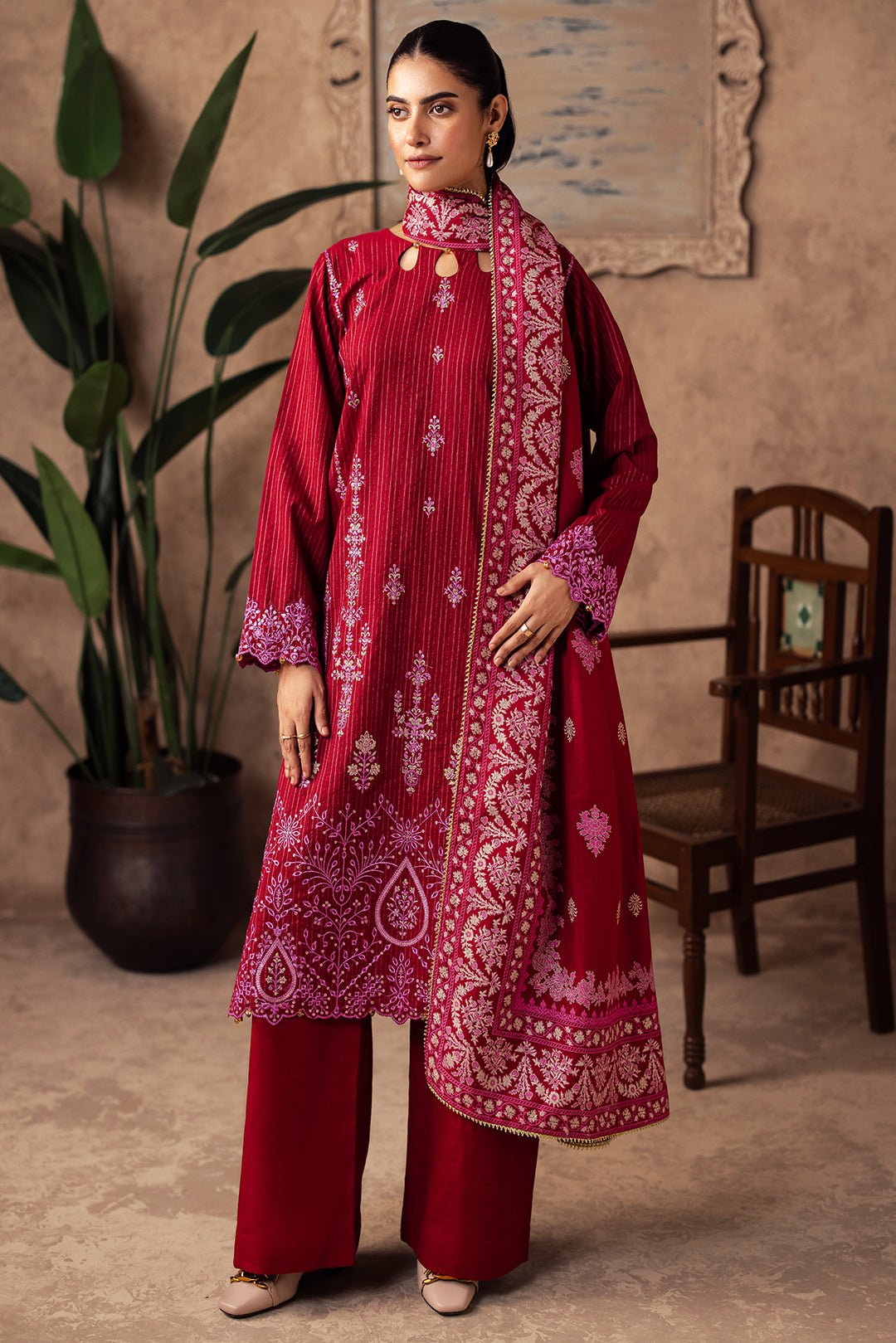 Zellbury | Unstitched 3 Piece Khaddar | Embroidered Shirt Shalwar Shawl - 0231