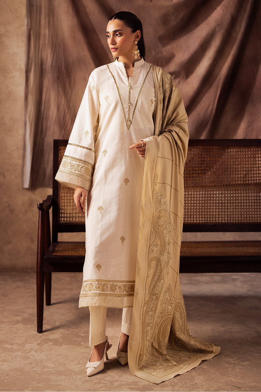 Zellbury | Unstitched 3 Piece Khaddar | Embroidered Shirt Shalwar Shawl - 0232 -  Zellbury Women Essential Unstitched - Original Designer Dress - House of Maryam