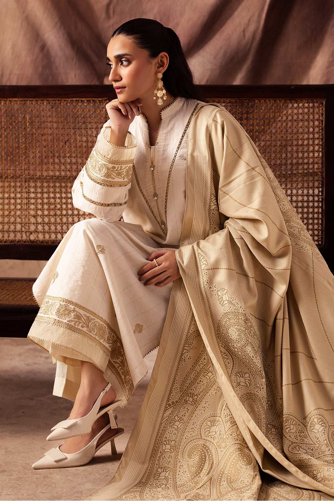 Zellbury | Unstitched 3 Piece Khaddar | Embroidered Shirt Shalwar Shawl - 0232 -  Zellbury Women Essential Unstitched - Original Designer Dress - House of Maryam