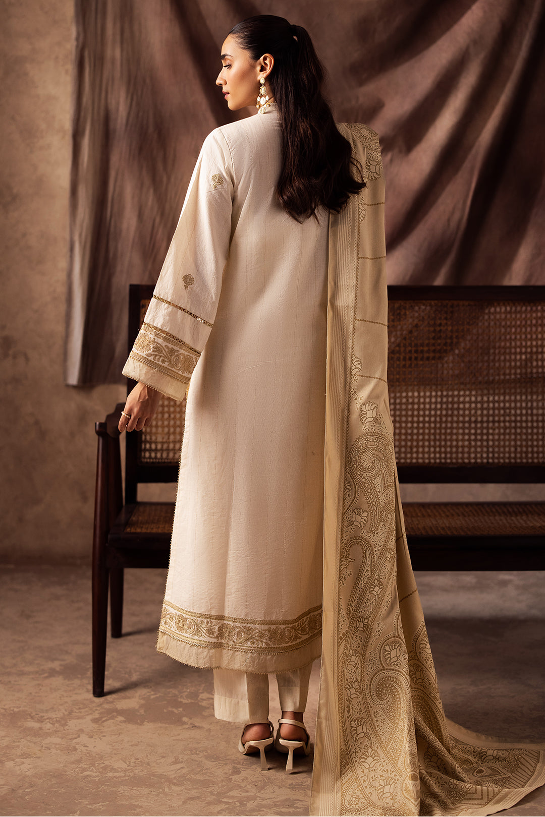 Zellbury | Unstitched 3 Piece Khaddar | Embroidered Shirt Shalwar Shawl - 0232 -  Zellbury Women Essential Unstitched - Original Designer Dress - House of Maryam