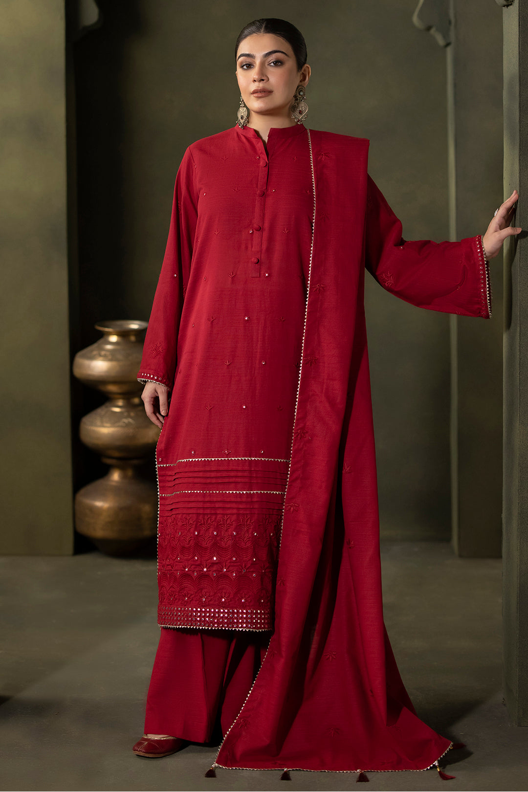 Zellbury | Unstitched 3 Piece Khaddar | Embroidered Shirt Shalwar Dupatta - 0238 -  Zellbury Women Signature Unstitched - Original Designer Dress - House of Maryam