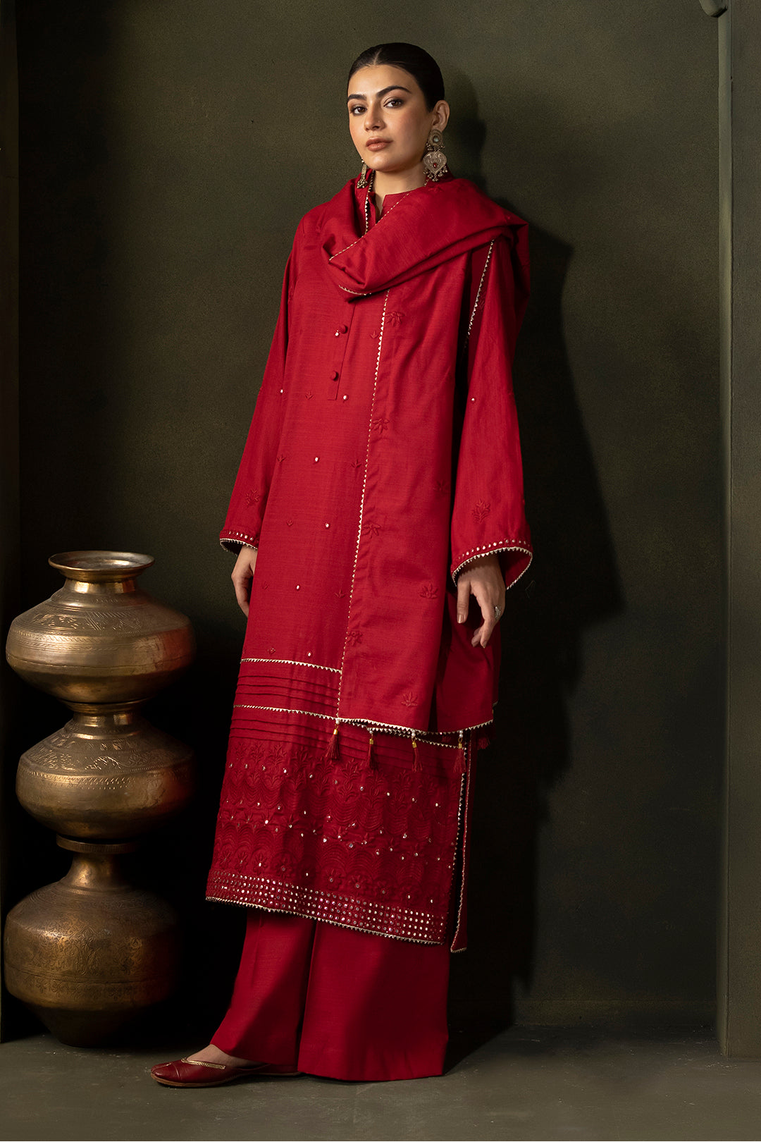 Zellbury | Unstitched 3 Piece Khaddar | Embroidered Shirt Shalwar Dupatta - 0238 -  Zellbury Women Signature Unstitched - Original Designer Dress - House of Maryam