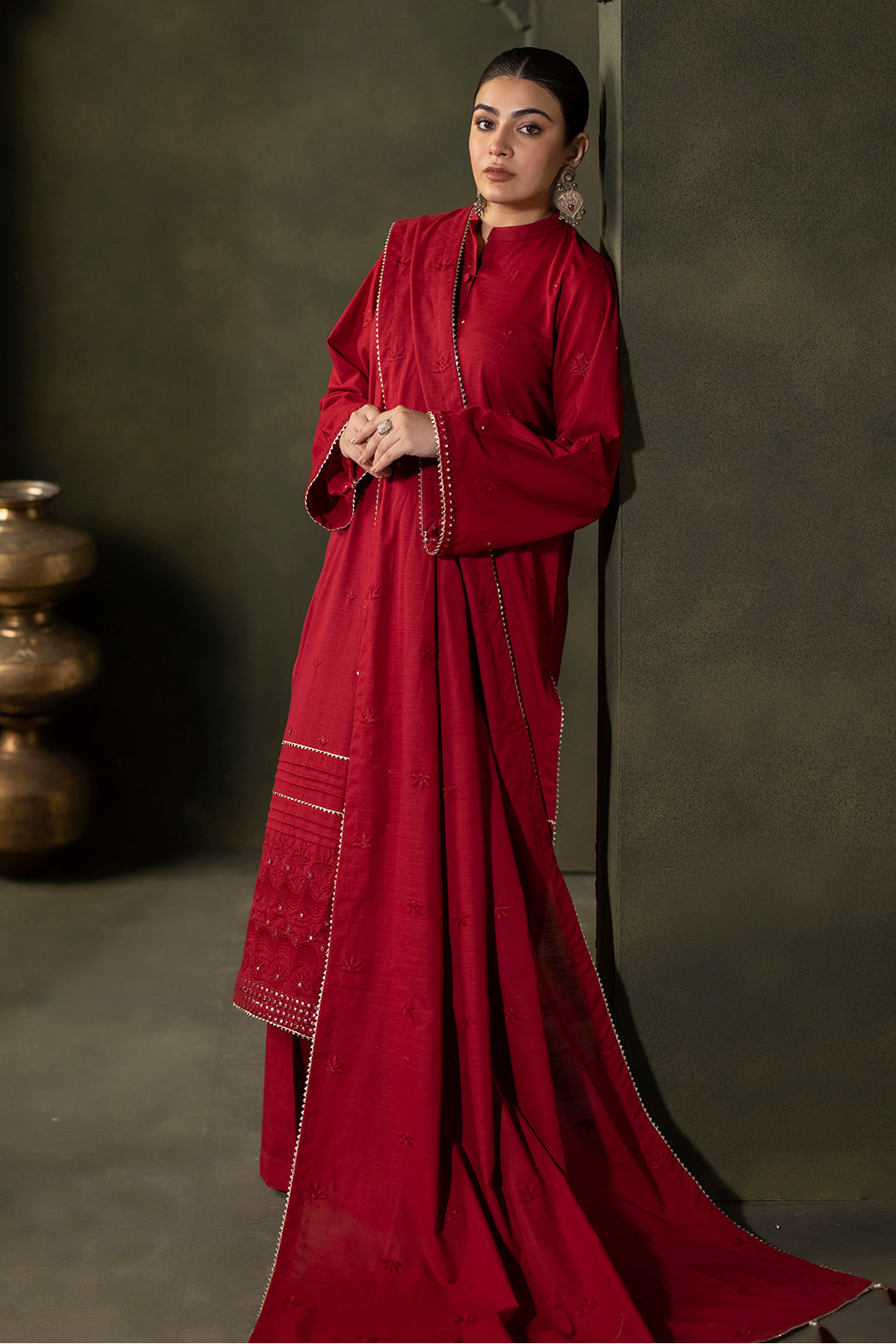 Zellbury | Unstitched 3 Piece Khaddar | Embroidered Shirt Shalwar Dupatta - 0238 -  Zellbury Women Signature Unstitched - Original Designer Dress - House of Maryam