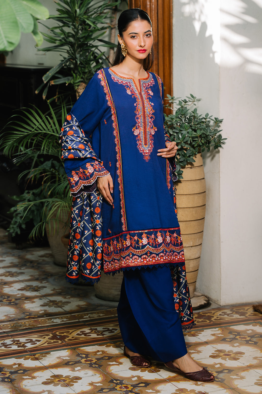 Zellbury | Unstitched 3 Piece Cotail | Embroidered Shirt Shalwar Dupatta - 0245