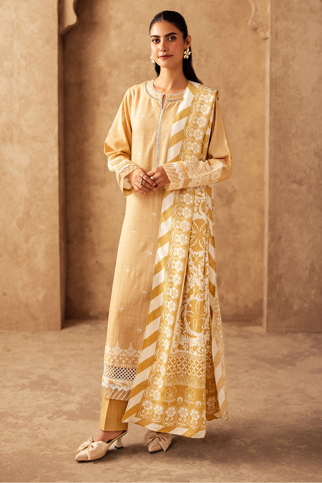 Zellbury | Unstitched 3 Piece Khaddar | Embroidered Shirt Shalwar Shawl - 0310 -  Zellbury Women Essential Unstitched - Original Designer Dress - House of Maryam