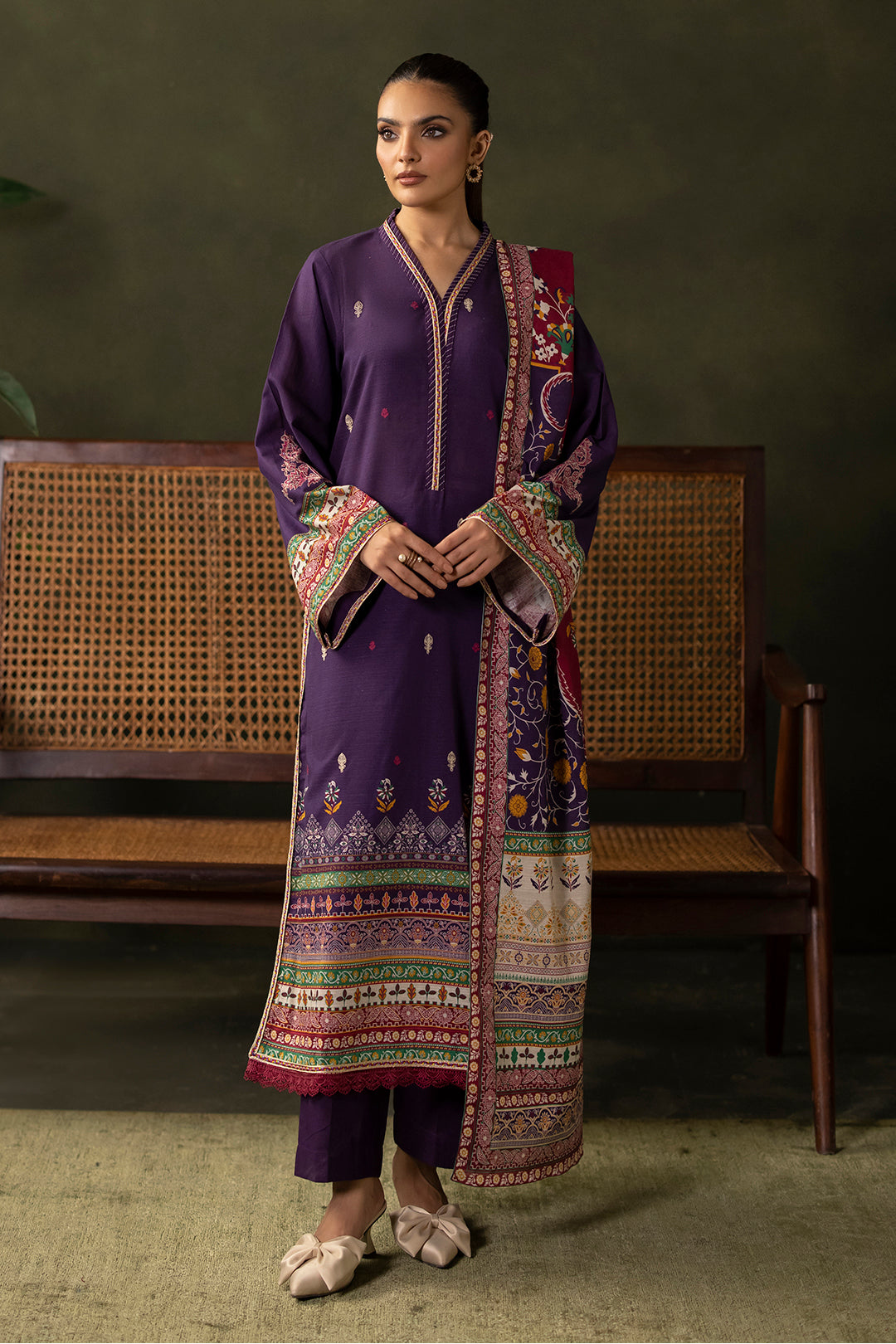 Zellbury | Unstitched 3 Piece Khaddar | Embroidered Shirt Shalwar Dupatta - 0311 -  Zellbury Women Essential Unstitched - Original Designer Dress - House of Maryam