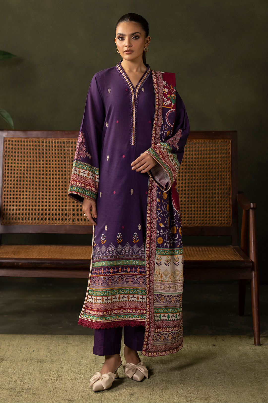 Zellbury | Unstitched 3 Piece Khaddar | Embroidered Shirt Shalwar Dupatta - 0311 -  Zellbury Women Essential Unstitched - Original Designer Dress - House of Maryam