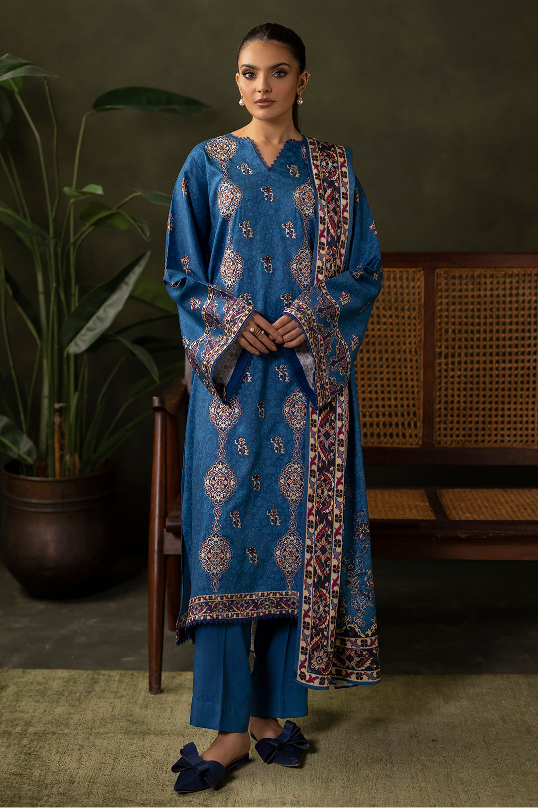 Zellbury | Unstitched 3 Piece Viscose | Embroidered Shirt Shalwar Dupatta - 0313 -  Zellbury Women Essential Unstitched - Original Designer Dress - House of Maryam
