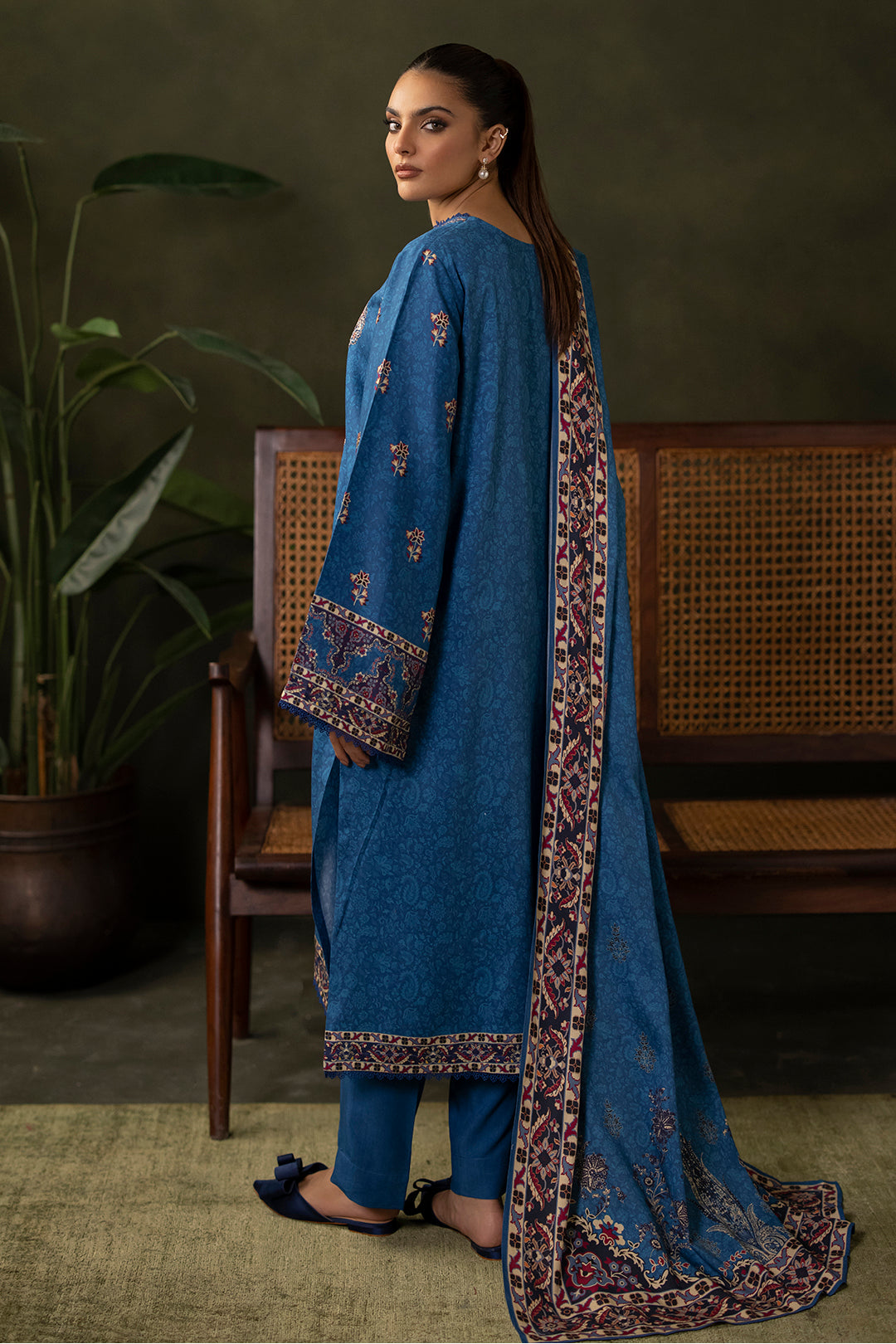 Zellbury | Unstitched 3 Piece Viscose | Embroidered Shirt Shalwar Dupatta - 0313