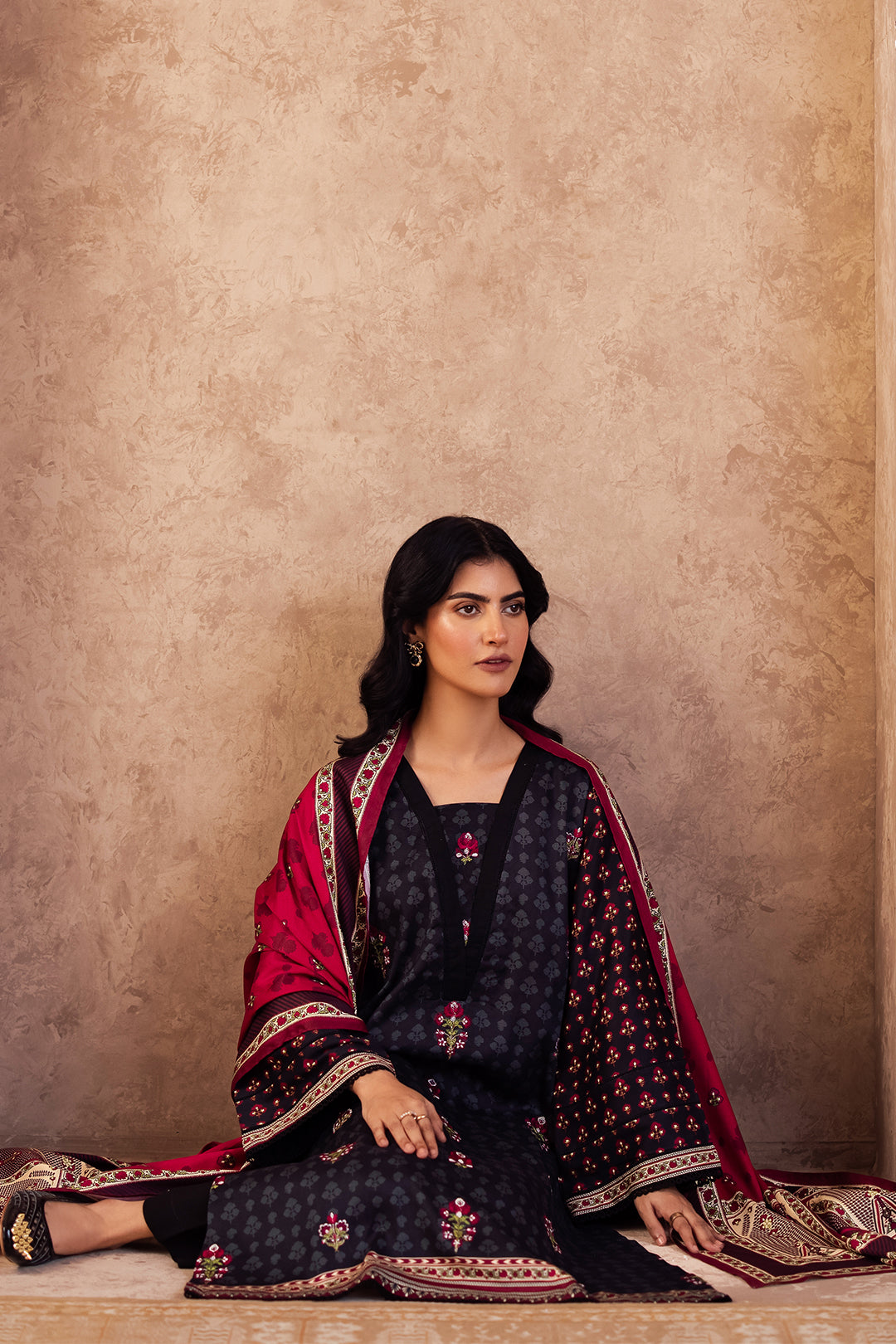 Zellbury | Unstitched 3 Piece Viscose | Embroidered Shirt Shalwar Dupatta - 0314